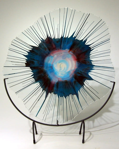 DD18-0174 Energy Web Blue/Sky Blue/Pink 18x18 $350 at Hunter Wolff Gallery